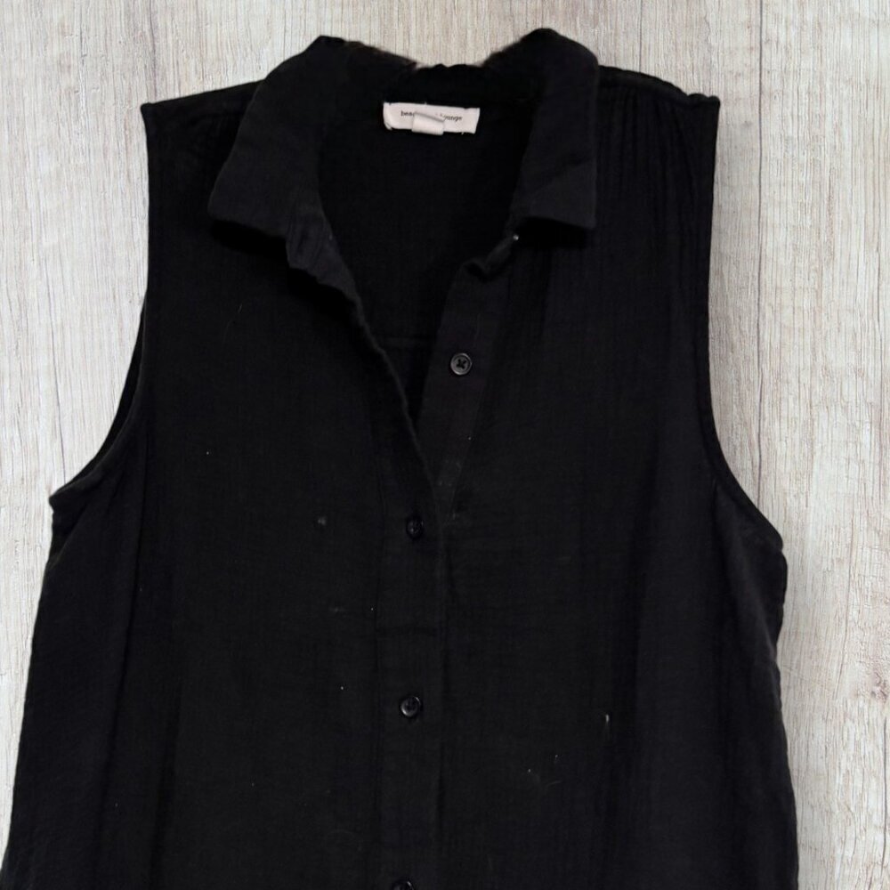BEACH LUNCH LOUNGE Black Boho Sleeveless Button Front Ruffle Maxi Dress XS - Picture 3 of 6